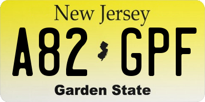 NJ license plate A82GPF