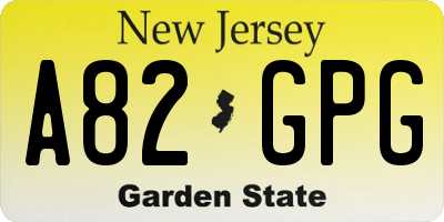 NJ license plate A82GPG