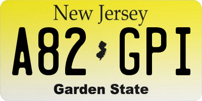 NJ license plate A82GPI