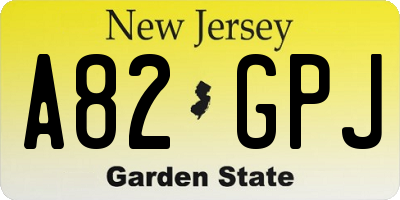 NJ license plate A82GPJ