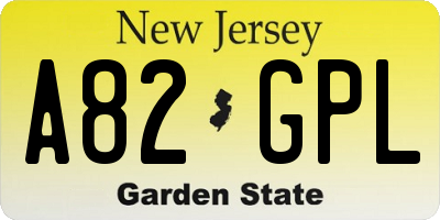 NJ license plate A82GPL