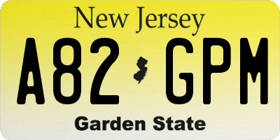 NJ license plate A82GPM