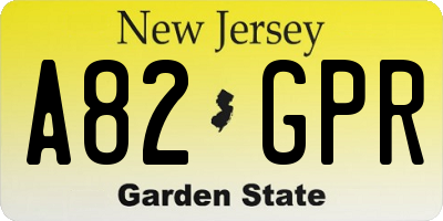 NJ license plate A82GPR