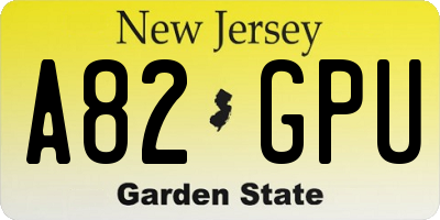 NJ license plate A82GPU