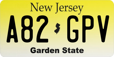 NJ license plate A82GPV