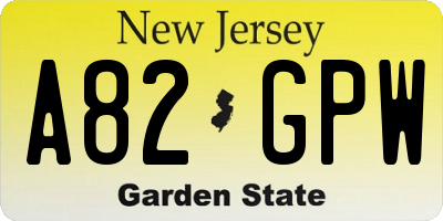 NJ license plate A82GPW