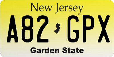 NJ license plate A82GPX