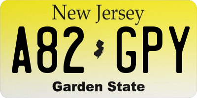 NJ license plate A82GPY