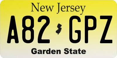 NJ license plate A82GPZ
