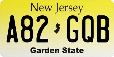 NJ license plate A82GQB