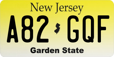 NJ license plate A82GQF