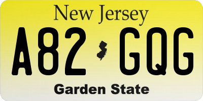 NJ license plate A82GQG