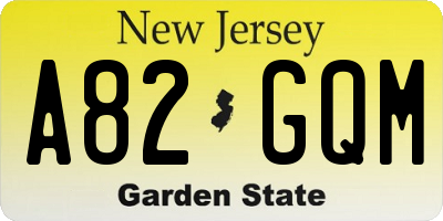 NJ license plate A82GQM