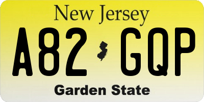 NJ license plate A82GQP