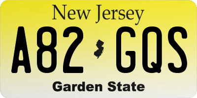 NJ license plate A82GQS