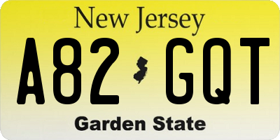 NJ license plate A82GQT
