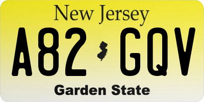 NJ license plate A82GQV