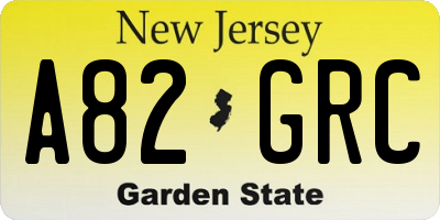 NJ license plate A82GRC