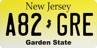 NJ license plate A82GRE