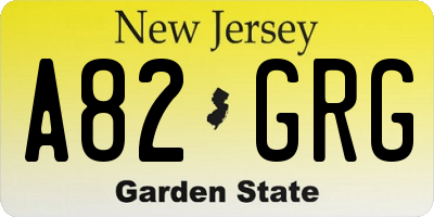 NJ license plate A82GRG