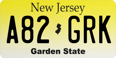NJ license plate A82GRK