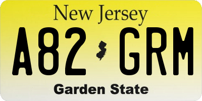 NJ license plate A82GRM
