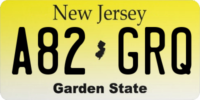 NJ license plate A82GRQ