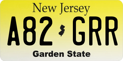 NJ license plate A82GRR
