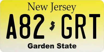 NJ license plate A82GRT