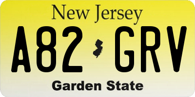 NJ license plate A82GRV