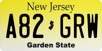 NJ license plate A82GRW