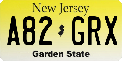 NJ license plate A82GRX