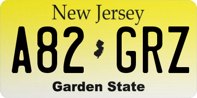 NJ license plate A82GRZ