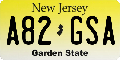 NJ license plate A82GSA