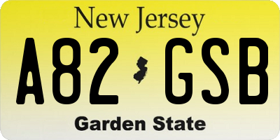 NJ license plate A82GSB