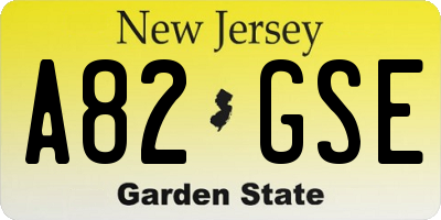 NJ license plate A82GSE