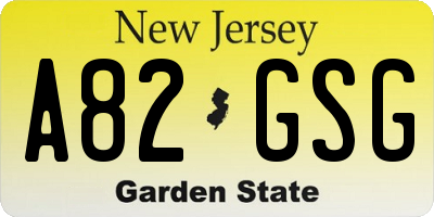 NJ license plate A82GSG