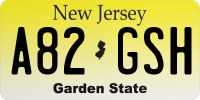 NJ license plate A82GSH