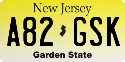 NJ license plate A82GSK