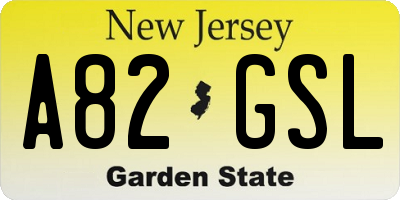 NJ license plate A82GSL