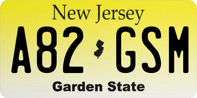 NJ license plate A82GSM