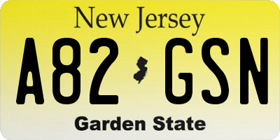 NJ license plate A82GSN