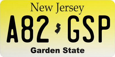 NJ license plate A82GSP
