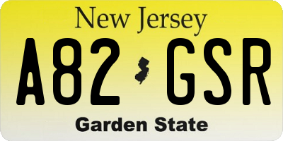 NJ license plate A82GSR