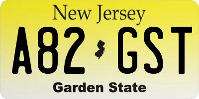 NJ license plate A82GST