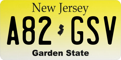 NJ license plate A82GSV