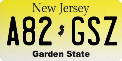 NJ license plate A82GSZ
