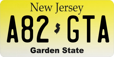 NJ license plate A82GTA
