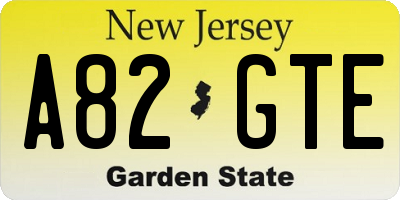 NJ license plate A82GTE