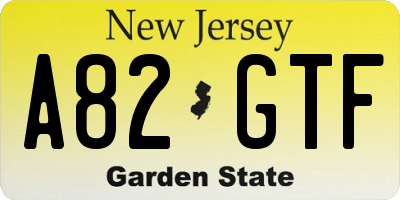 NJ license plate A82GTF